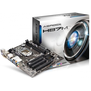 Placa de baza ASRock H87M Socket 1150 Chipset Intel H87 2x DIMM DDR3 2x PCI-E x16 3.0 2x PCI HDMI DVI VGA 4x USB 3.0 MicroATX