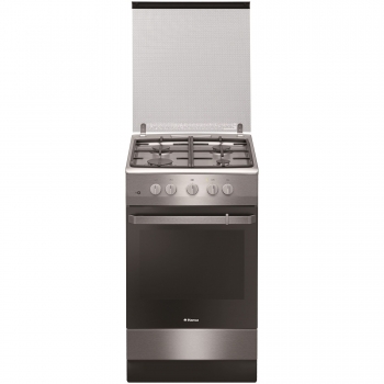 Aragaz Hansa FCGX520509, 4 arzatoare, gaz, sistem de siguranta, aprindere electrica, grill, rotisor, capacitate cuptor: 60L, curatare catalitica, inox