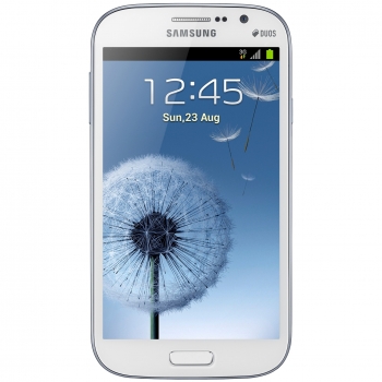 Telefon Mobil Samsung Galaxy Grand White i9082 5" 480 x 800 Cortex A9 Dual Core 1.2GHz memorie interna 8GB Camera Foto 8MPx Android v4.1 SAMI9082WHT