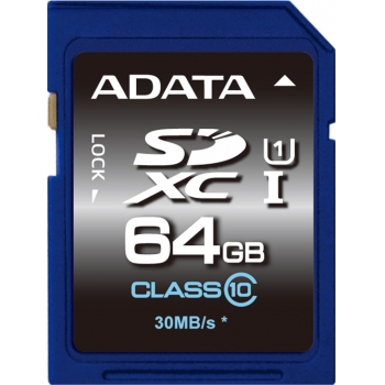Card Memorie SDXC ADATA Premier 64GB Clasa 10 UHS-I U1 ASDX64GUICL10-R