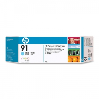 Cartus Cerneala HP Nr. 91 Light Cyan Vivera Ink 775 ml for Designjet Z6100 A0 42', Designjet Z6100 A0 60', Designjet Z6100PS A0 42', Designjet Z6100PS A0 60' C9470A