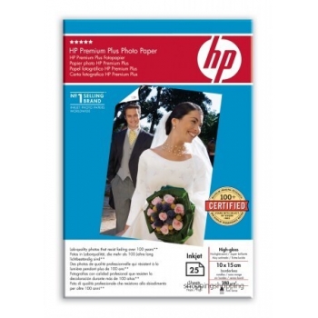 Hartie Foto HP Q8028A Premium Plus High-gloss Dimensiune: 4x6inch, 10x15 cm Numar coli: 25