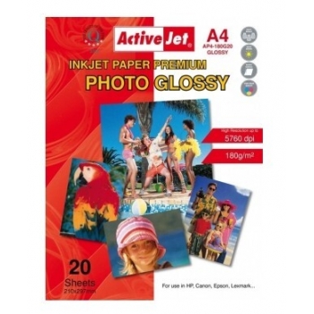 Photo paper ActiveJet | A4 | Glossy | 20 pcs. | 180g | AP4-180G20