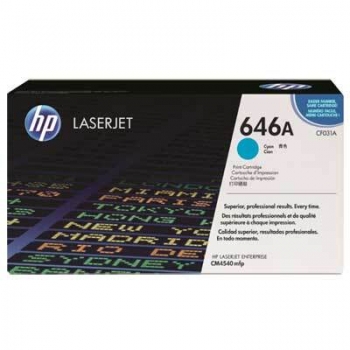 Cartus Toner HP Nr. 646A Cyan 12500 Pagini for Color LaserJet CM4540 MFP, CM4540F MFP, CM4540FSKM MFP CF031A