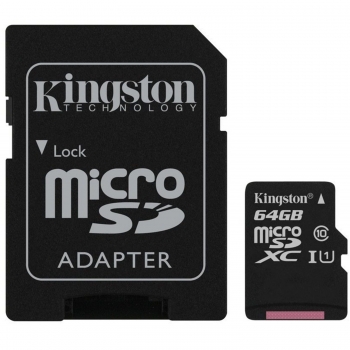Card Memorie Kingston Micro SDXC 64GB Clasa 10, UHS-I + Adaptor SD SDCS/64GB