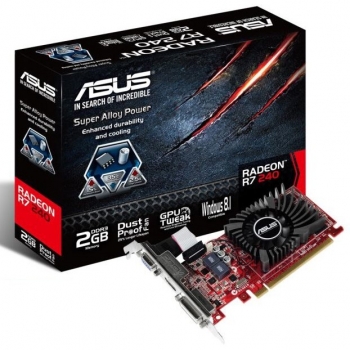 Placa Video Asus AMD Radeon R7 240 2GB GDDR3 128bit PCI-E x16 3.0 VGA DVI HDMI R7240-2GD3-L
