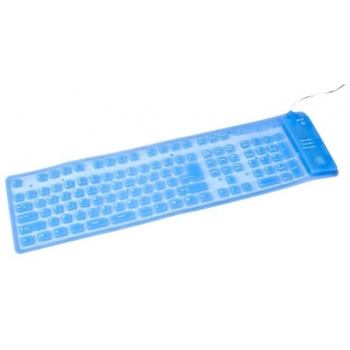 Tastatura Gembird KB-109FEL1-BL-US Flexibila Iluminata PS2/USB Blue