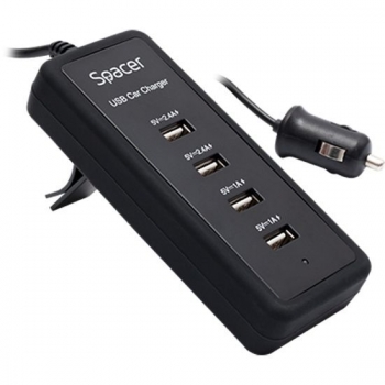 Incarcator auto Spacer 4xUSB Black SPCH-011A