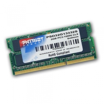 Memorie RAM Laptop SO-DIMM Patriot Signature 2GB DDR3 1333Mhz CL9 PSD32G133381S