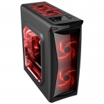 Carcasa Middle Tower Floston Red Fire fara sursa ventilatoare 2x 120mm 2x USB 2.0 1x USB 3.0 2x jack 3.5mm