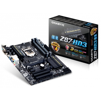 Placa de baza Gigabyte Z87-HD3 Socket 1150 Chipset Intel Z87 4x DIMM DDR3 2x PCI-E x16 3.0 2x PCI-E x1 2x PCI HDMI DVI VGA 4x USB 3.0 ATX