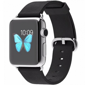 Smartwatch Apple Watch 38 mm carcasa din otel inoxidabil si curea classic neagra