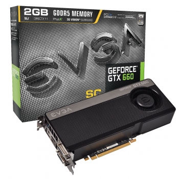 Placa Video EVGA nVidia GeForce GTX 660 SuperClocked 2GB GDDR5 192bit PCI-E x16 3.0 HDMI 2x DVI DisplayPort 02G-P4-2662-KR