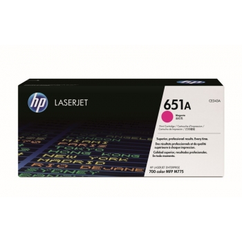 Cartus Toner HP Nr. 651A Magenta 16000 Pagini for HP LaserJet Enterprise 700 color MFP M775dn, MFP M775f, MFP M775z, MFP M775z+ CE343A