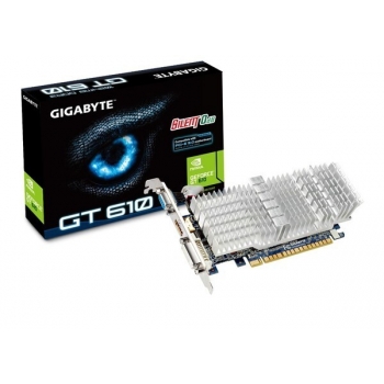 Placa Video Gigabyte nVidia GeForce GT 610 Silent Cell 1GB GDDR3 64bit PCI-E x16 2.0 HDMI DVI VGA GV-N610SL-1GI