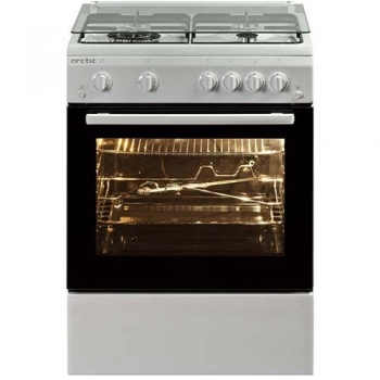 Aragaz Arctic AG66DTTLW 4 arzatoare 1 WOK aprindere electrica, grill, rotisor, timer, iluminare cuptor, siguranta cuptor si plita, capac sticla, alb.