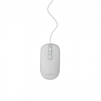 Mouse Gembird, PC sau NB, cu fir, USB, optic, 1200 dpi, butoane/scroll 4/1, cablu 1.35m, alb-argintiu MUS-4B-06-WS