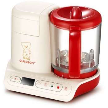 Aparat de gatit cu aburi si blender Baby Oursson BL1060HGD/RD, putere: 500W, capacitate 0.95 L, 10 programe, timer, vas sticla, display LCD