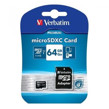Card Memorie MicroSDXC Verbatim 64GB Clasa 10 UHS-I + Adaptor SD 44084