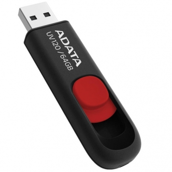 Memorie USB ADATA UV120 Capless Sliding 64GB USB 2.0 Black/Red AUV120-64G-RKD