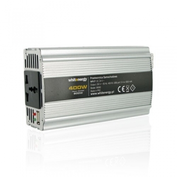 Whitenergy invertor DC/AC de la 12V DC la 230V AC 400W, USB
