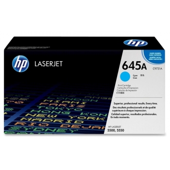 Cartus Toner HP Nr. 645A Cyan 12000 Pagini for Color LaserJet 5500, 5500DN, 5500DTN, 5500HDN, 5500N, 5550, 5550DN, 5550DTN, 5550HDN, 5550N C9731A