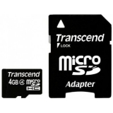Card Memorie MicroSDHC Transcend 4GB Clasa 4 + Adaptor SD TS4GUSDHC4