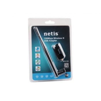 Netis Mini USB WiFi adaptor, 150 Mbps, 1 detachable antenna 5dBi