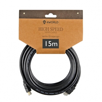 4World Cablu HDMI - HDMI High Speed cu Ethernet (v1.4), 3D, HQ, negru, 15m