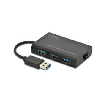 DIGITUS USB 3.0 3-port HUB & Gigabit LAN adapter