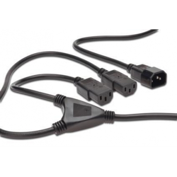 Power cord Y IEC C14/2xIEC C13, M/F 1,7m