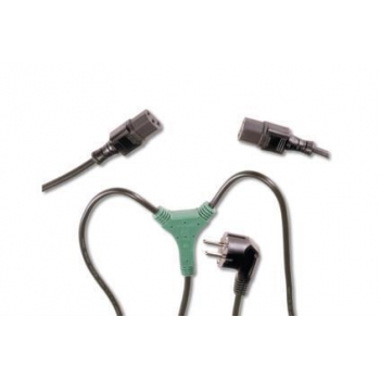Power cord Y Schuko angled/2xIEC C13, M/F 1,7m