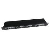 Gembird 19'' patch panel 24 port 1U cat.5e with rear cable management, black