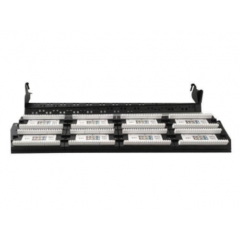 Gembird 19'' patch panel 48 port 2U cat.5e with rear cable management, black