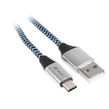 Cablu TRACER USB 2.0 TYPE-C A Male - C Male 1,0m negru și albastru