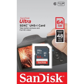 Card Memorie SDXC SanDisk Ultra 64GB Clasa 10 UHS-I U1 SDSDUNB-064G-GN3IN