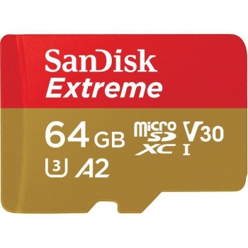 SANDISK EXTREME microSDXC 64 GB 160/60 MB/s A2 C10 V30 UHS-I U3 Mobile