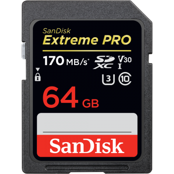 Sandisk Extreme PRO SDXC 64GB R/W 170/90 MB/s C10, U3, V30