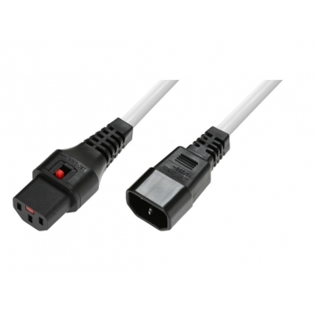 Power Cable, Male C14 plug, H05VV-F 3 X 1.00mm2 to C13 IEC LOCK 3m white