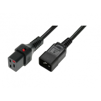 Power Cable, Male C20, H05VV 3 X 1.5mm2 to C19 IEC LOCK,3m black