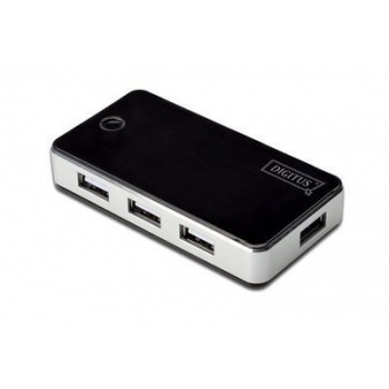 Hub 4-port USB 2.0 HighSpeed, Power Supply, black-silver