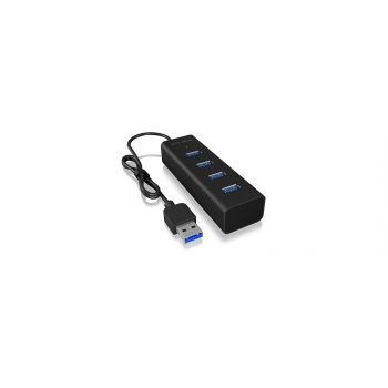 IcyBox 4x Port USB 3.0 Hub, Black