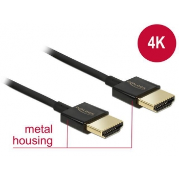 Delock Cable High Speed HDMI with Ethernet A male > A male 3D 4K 2m Slim