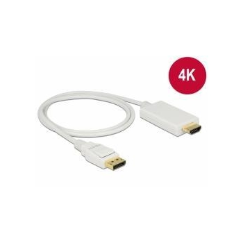 Delock Cablu Displayport 1.2 tatÄƒ - High Speed HDMI-A tatÄƒ pasiv 4K, 1m; albÄƒ
