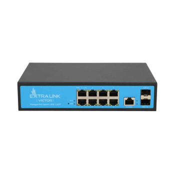 EXTRALINK VICTOR 8-port GbE Managed PoE Switch (8x Gig LAN, 2x SFP) PoE 48V 150W