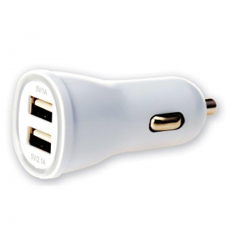 Techly Car USB charger 5V 1A/2.1A, 12/24V, two USB ports, white