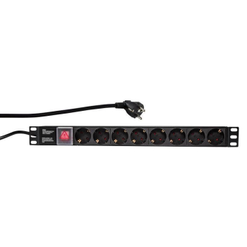 LOGILINK- 19'' PDU 1U 8 Germany Socket with ON/OFF Switch