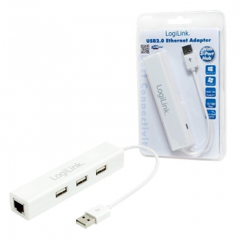 LOGILINK - USB 2.0 to Fast Ethernet Adapter with 3-Port USB Hub