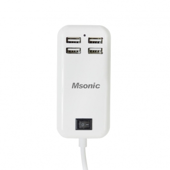 MSONIC ÃŽncÄƒrcÄƒtor multi-port USB, 4xUSB, 2,5A, AC 100~240V MY6634UW white