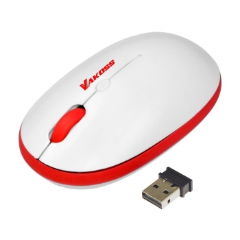 Mouse Wireless Vakoss optic 3 butoane 1400dpi USB white-red TM-652WR